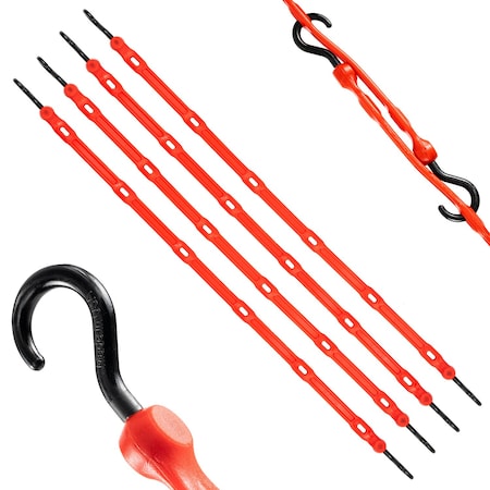 36 in Heavy Duty Adjustable Poly Strap with Nylon Hooks, Red, 4-Count MPN:AS36R4PK