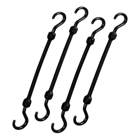 12 in Heavy Duty Poly Cord, Nylon Hooks, Black, 4-Count MPN:PC12BK4PK