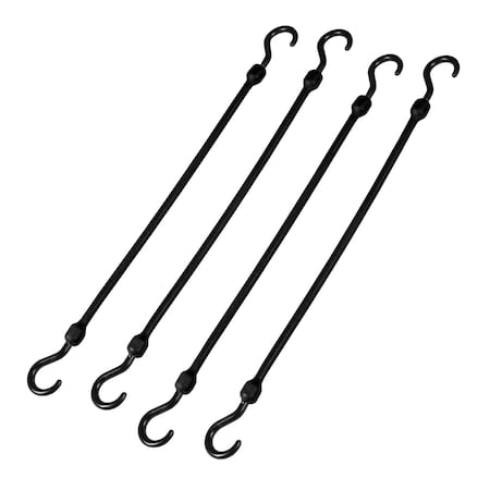 18 in Heavy Duty Poly Cord, Nylon Hooks, Black, 4-Count MPN:PC18BK4PK