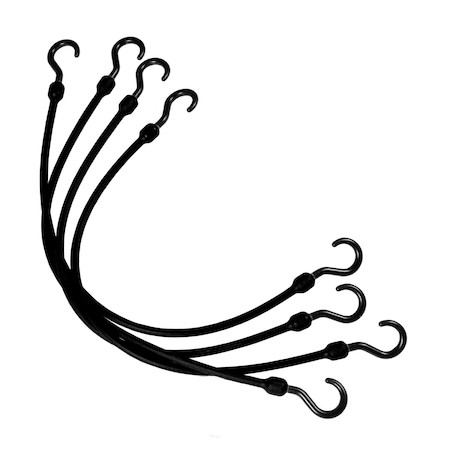 24 in Heavy Duty Poly Cord, Nylon Hooks, Black, 4-Count MPN:PC24BK4PK