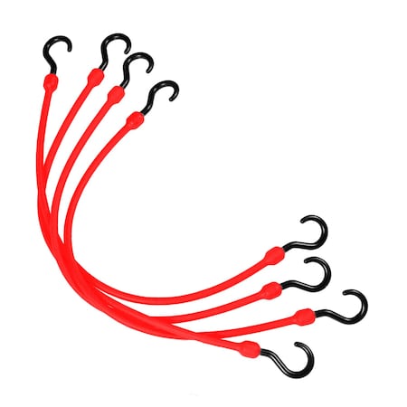 24 in Heavy Duty Poly Cord, Nylon Hooks, Red, 4-Count MPN:PC24R4PK