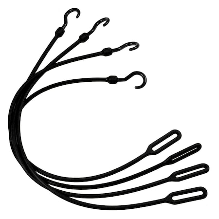 30 in Heavy Duty Poly Cinch Cord with Loop and Nylon Hook, Black, 4-Count MPN:PC30LEBK4PK