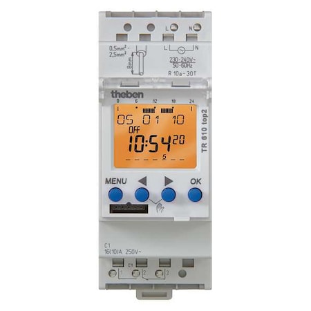 Electr. Timer, Din Rail, 24Hr/7D, 1 Chn. MPN:TR-610-TOP-2-12/24V