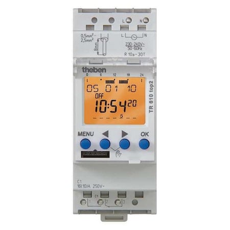 Electr. Timer, Din Rail, 24Hr/7D, 1 Chn. MPN:TR-610-TOP-2-220V