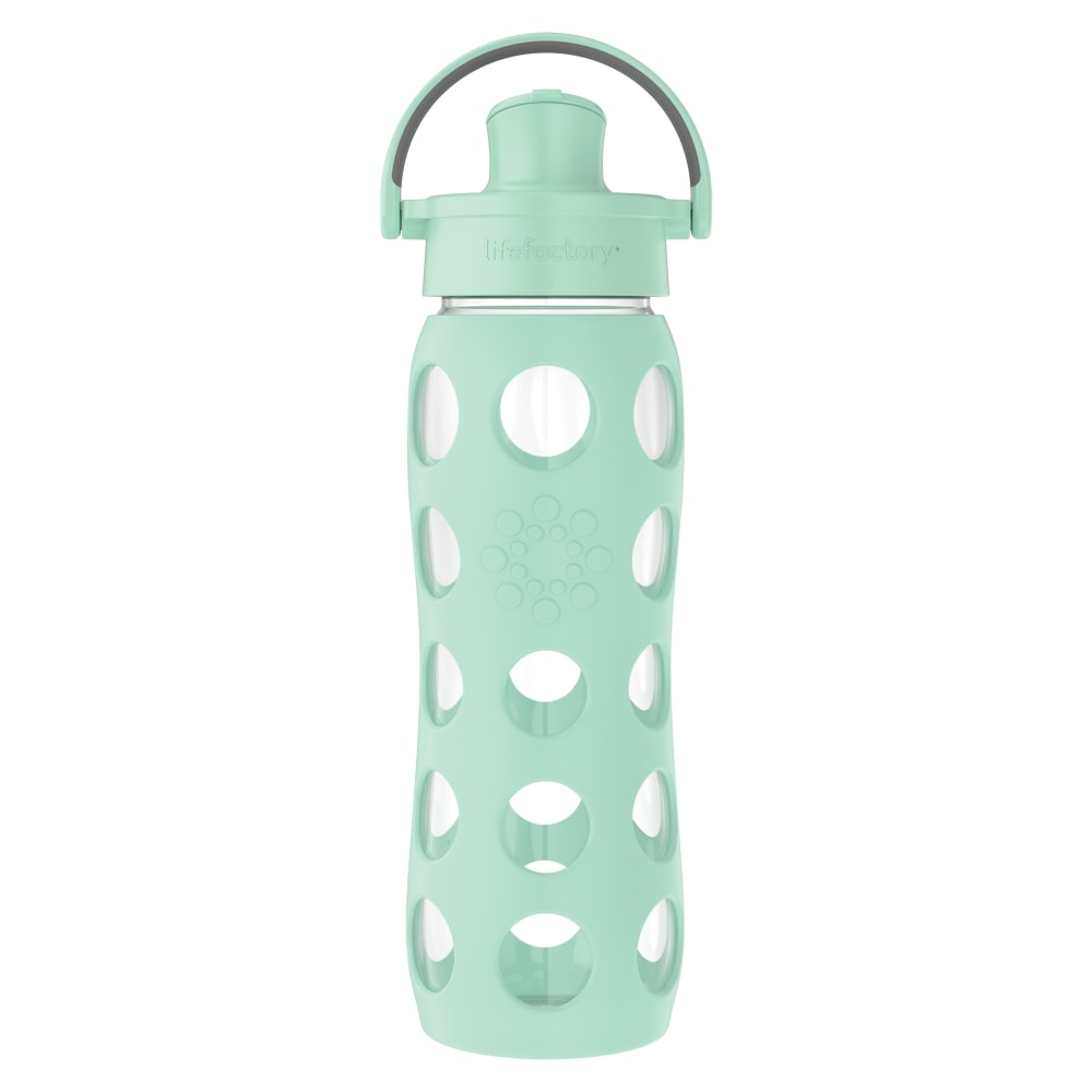 Lifefactory Glass Water Bottle With Active Flip Cap And Protective Silicone Sleeve, 22 Oz, Mint MPN:LG4321MMI4