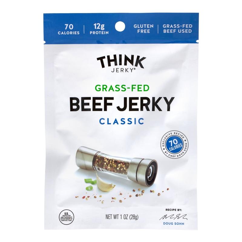 Think Jerky Classic Beef Jerky, 1 Oz, Pack Of 12 Pouches MPN:626