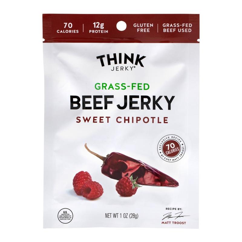 Think Jerky Sweet Chipotle Beef Jerky, 1 Oz, Pack Of 12 Pouches MPN:628