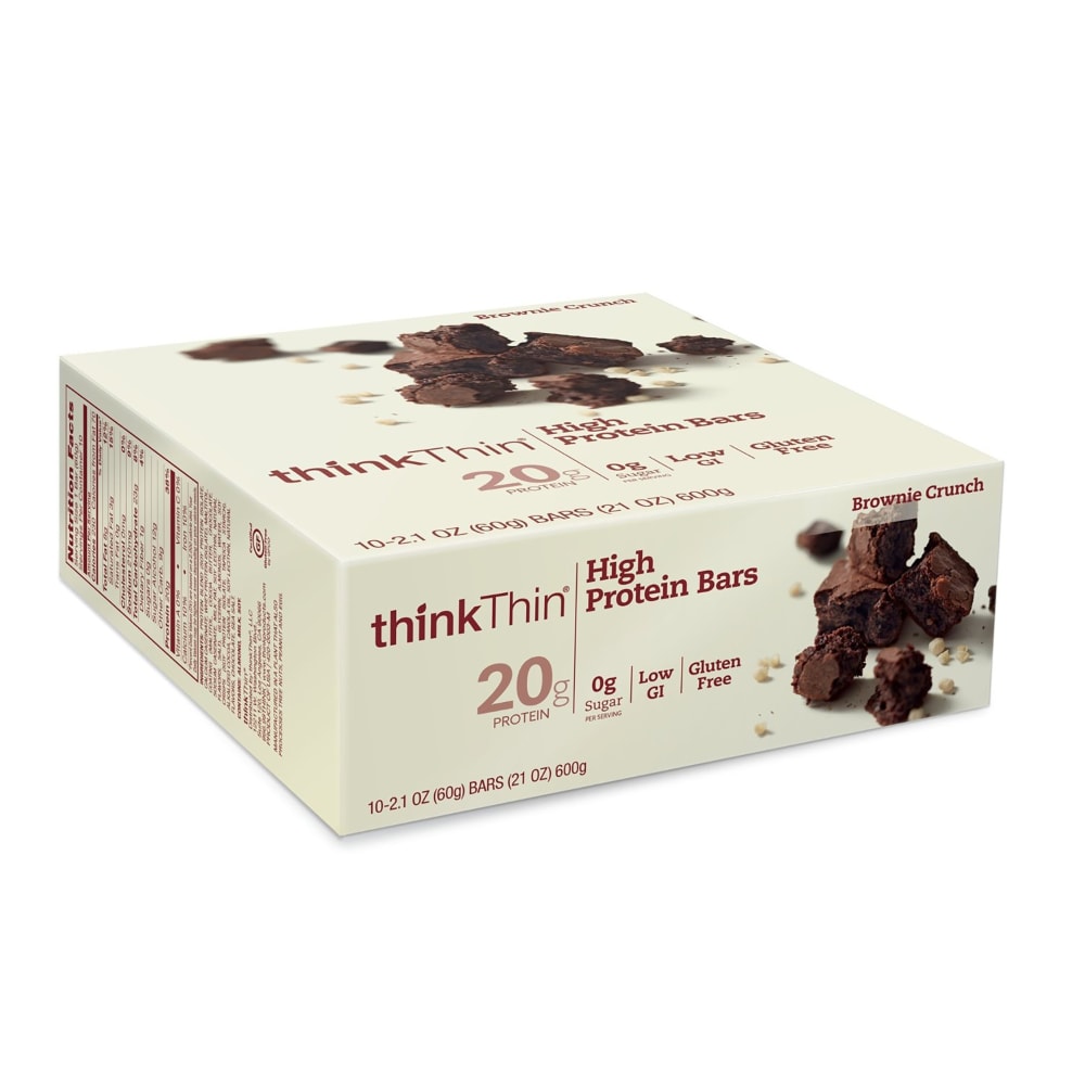 thinkThin Brownie Crunch High Protein Bars, 2.1 Oz, Case Of 10 Bars MPN:70146