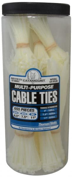 4 to 11 Inch Range, White Cable Ties MPN:90650-I