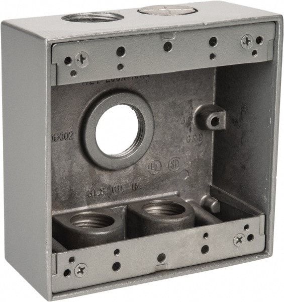 Electrical Outlet Box: Aluminum, Square, 4-9/16