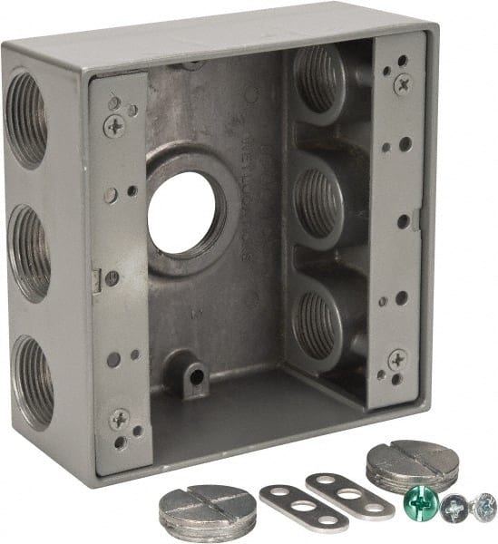 Electrical Outlet Box: Aluminum, Square, 4-9/16