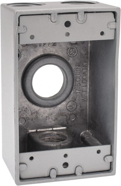 Electrical Outlet Box: Aluminum, Rectangle, 4-1/2