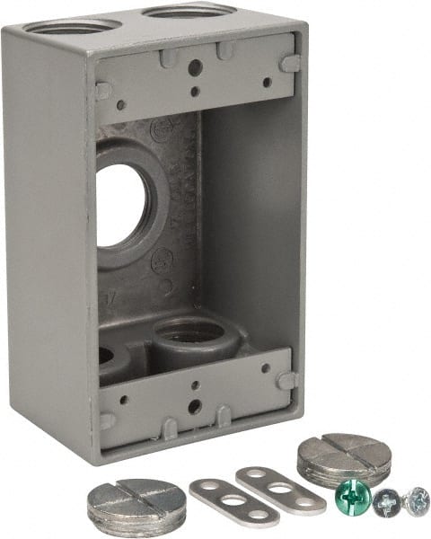 Electrical Outlet Box: Aluminum, Rectangle, 4-1/2