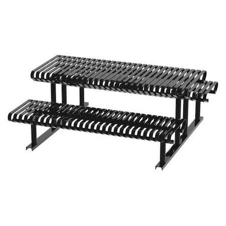 Rectangle Picnic Table, Black, Steel, 6 Seats, 77-1/2 in L, Slat MPN:CRTP-6S-FS-B