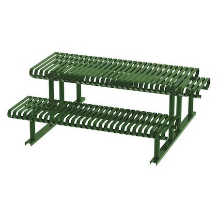 Rectangle Picnic Table, Green, Steel, 6 Seats, 77-1/2 in L, Slat MPN:CRTP-6S-FS-LEX