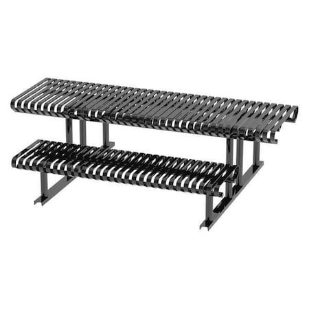 Rectangle Picnic Table, Black, Steel, 6 Seats, 77-1/2 in L, 30 in H Overall Slat MPN:CRTP-8HCS-FS-B