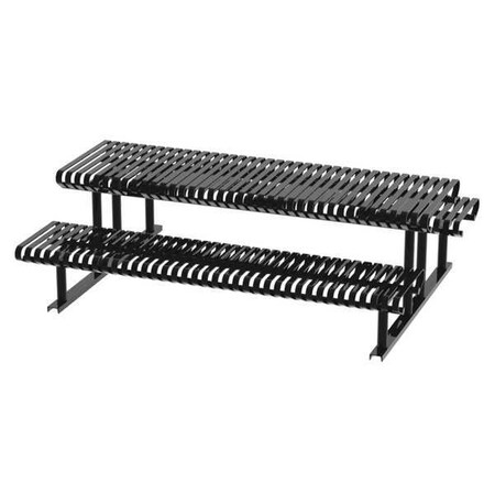 Rectangle Picnic Table, Black, Steel, 6 Seats, 94 in L, 30 in H Overall Slat MPN:CRTP-8S-FS-B