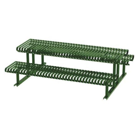 Rectangle Picnic Table, Green, Steel, 6 Seats, 94 in L, 30 in H Overall Slat MPN:CRTP-8S-FS-LEX