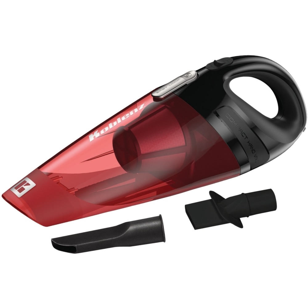 Koblenz Hand Vac - Crevice Tool - 17 ft Cable Length - Cloth - DC Supply - 12 V DC - Translucent Red, Black MPN:HV-12KG3
