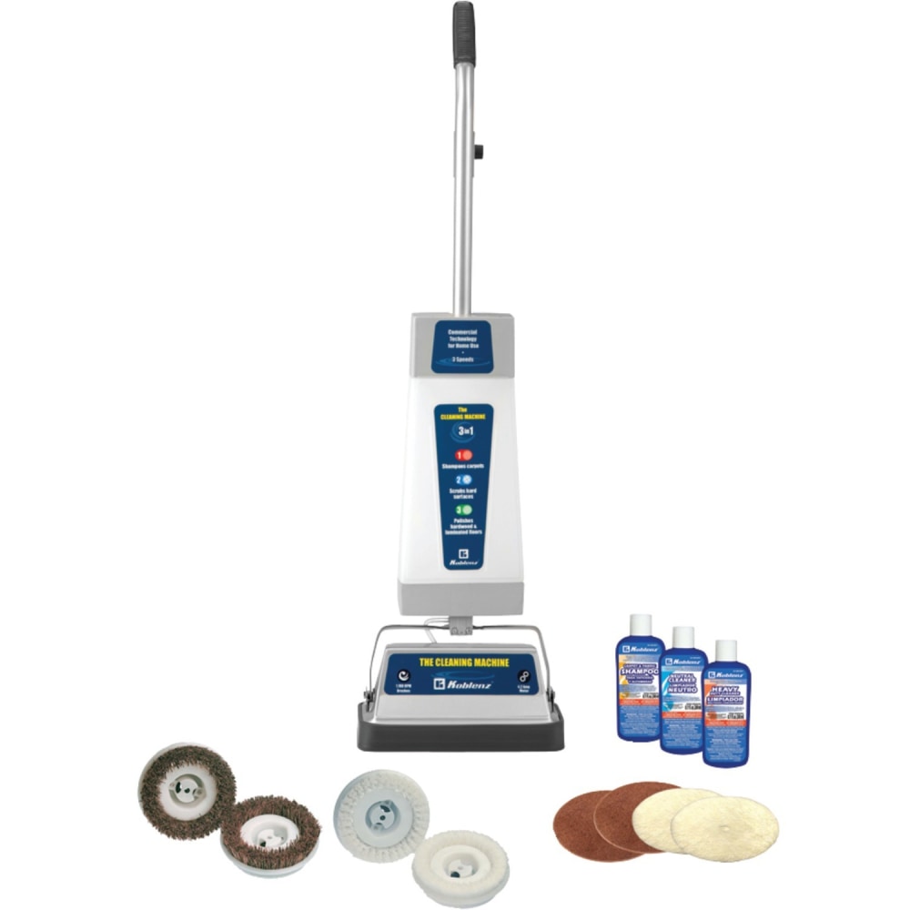 Koblenz P2500B Upright Scrubber - 3.75 quart Water Tank Capacity - Brush, Scrubbing Brush, Polishing Pad, Buffing Pad - Carpet - 4.20 A - Blue, Gray MPN:P2500B