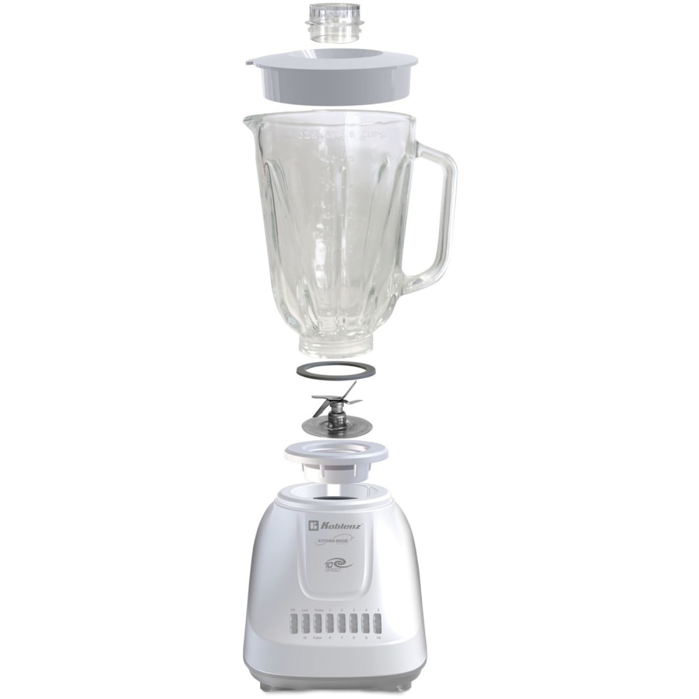 Koblenz Gourmet Blender - 500 W - 1.59 quart - 10 Speed Setting(s) - 4 Blades - White, Gray MPN:LKM-5910 VB