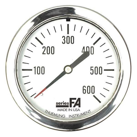 Panel-Mount Compound Gauge, 30 to 0 to 600 psi, 2 1/2 in Dial, 1/4 in NPT, Center Back Location MPN:FA-LFP-210-FG-WOB