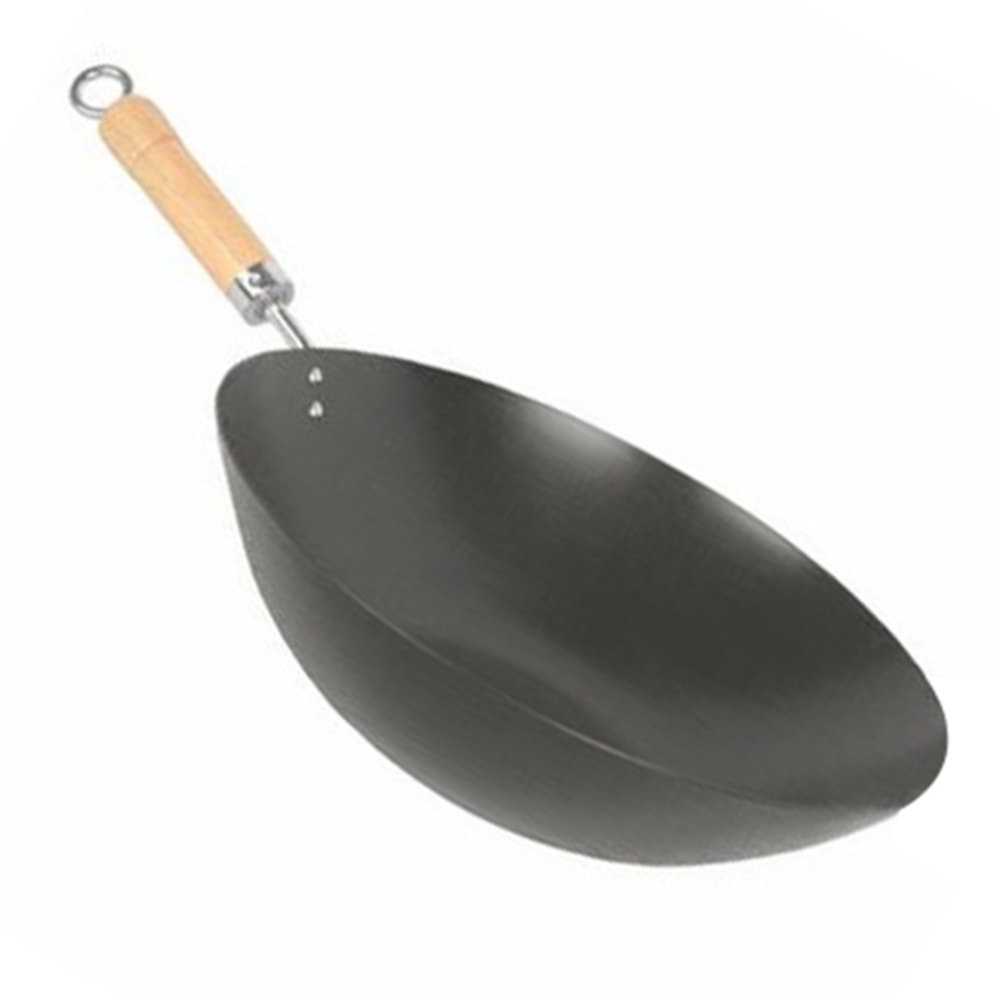 Thunder Group Non-Stick Wok With Wood Handle, 12in, Silver MPN:TF001