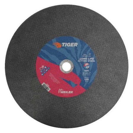 Abrasive Cut-Off Wheel, Type 1, 14 in Dia, 0.125 in Thick, Aluminum Oxide MPN:57091