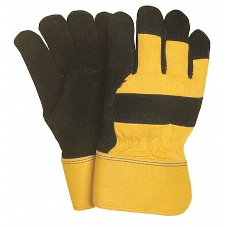 Cold Protection Gloves, Split Cowhide Leather Palm, ColdBlock Poly/Cotton Lining, Black/Yellow, L MPN:1573