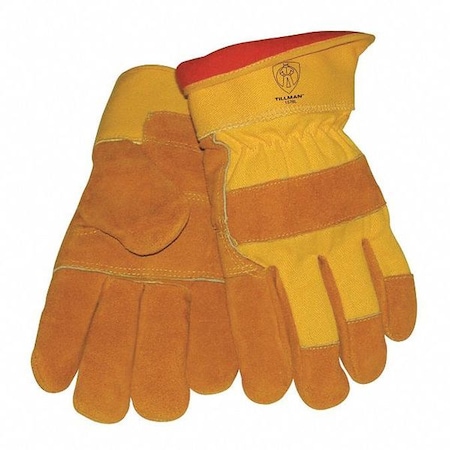 Cold Protection Gloves, Split Cowhide Leather Palm, Cotton/Foam Lining, Yellow/Tan, L MPN:1578