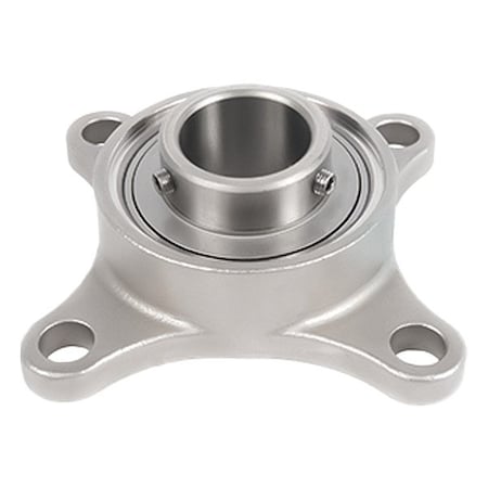 4 Holes, Square Housing, Flange Mount Bearing, Radial Ball, 3/4 in Dia, Stainless Steel, Set Screw MPN:SUCSF204-12/F