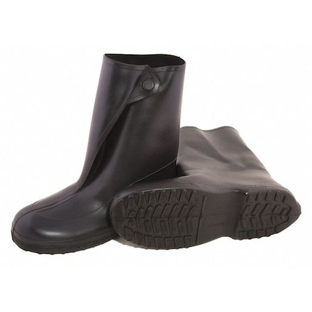 Overboots, Plain Toe, Natural Rubber, 10 in Height, Snap Tab Closure, Cleated Sole, Black, M MPN:1400