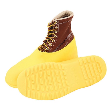 Overshoes, Plain Toe, PVC, 5 in Height, Pull On Closure, Cleated Sole, Yellow, XL MPN:35113