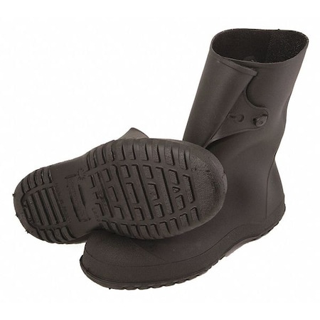 Overboots, Plain Toe, PVC, 10 in Height, Snap Tab Closure, Cleated Sole, Black, 2XL MPN:35121