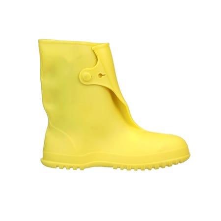 Overboots, Plain Toe, PVC, 10 in Height, Snap Tab Closure, Cleated Sole, Yellow, L MPN:35123