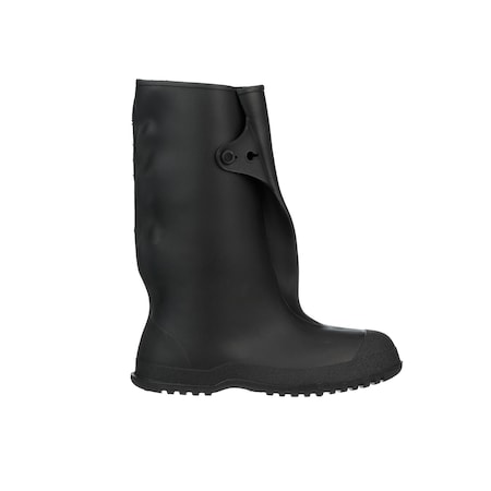 Overboots, Plain Toe, PVC, 14 in Height, Snap Tab Closure, Cleated Sole, Black, S MPN:35141