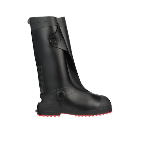 Overshoes, Safety Toe Toe, PVC, 17 in Height, Pull On Closure, Cleated Sole, Black/Red, XS MPN:45851