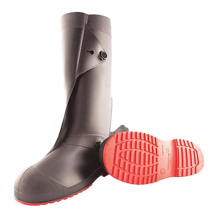 Overboots, Plain Toe, 17 in Height, Pull On Closure, Cleated Sole, Black, Red, 2XL MPN:45851