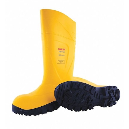 Steplite X Steel-Toe Rubber Boots, Cleated Sole, 15 in H, Knee, Yellow/Navy, Men's, Size 9, PR MPN:77253