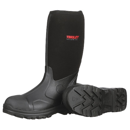Men's Badger Tall Rubber Boots, Plain Toe, 15 in Height, Black, 4 MPN:87151