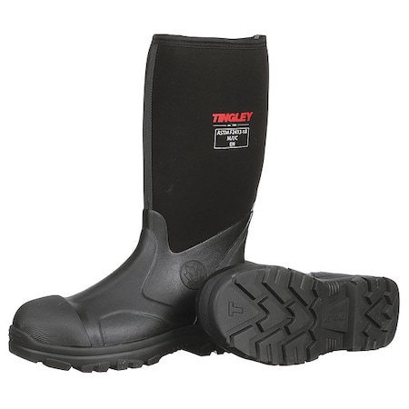 Men's Badger Tall Rubber Boots, Steel Toe, 15 in Height, Black, 10 MPN:87251
