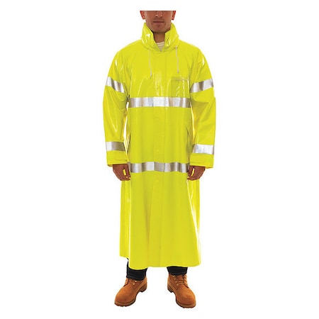 Flame Resistant Rain Coat, PVC, Class 3 R, Green/Yellow, S MPN:C53122