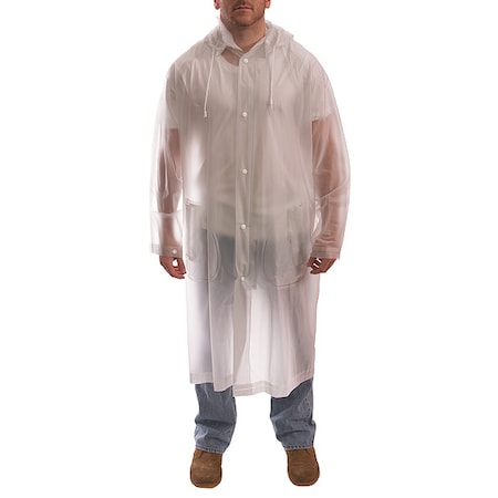 Men's Rain Coat, PVC, Snaps with Storm Flap, Clear, S MPN:C61210