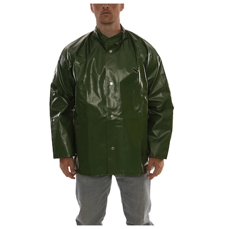 Rain Jacket, M, Grn, Unisex, 0.25mm Thick MPN:J22258