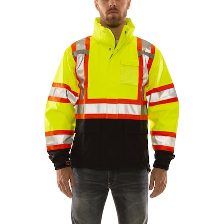 Rain Jacket, Polyester, Class 3 R, Green, M MPN:J24122C