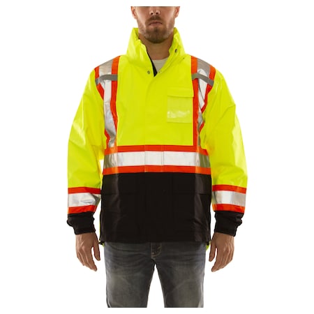 Rain Jacket, Polyester, Class 3 R, Green, 5XL MPN:J24122C