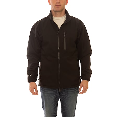 Jacket, Polyester, Zipper Front, Black, M MPN:J25013
