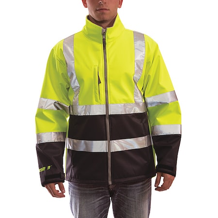 Breathable Rain Jacket, Polyester, Class 3 R, Green/Yellow, S MPN:J25022