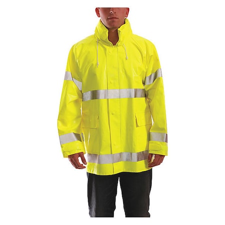 Flame Resistant Rain Jacket, PVC, Class 3 R, Green/Yellow, S MPN:J53122