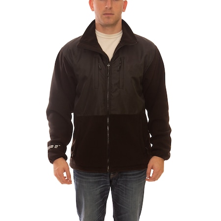 Jacket, Polyester, Zipper Front, Black, 3XL MPN:J73013